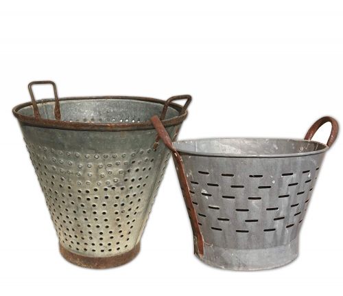 Bestdepo Set of 2 Different Size Authentic Found Vintage Olive Bucket/Rustic Olive Basket …