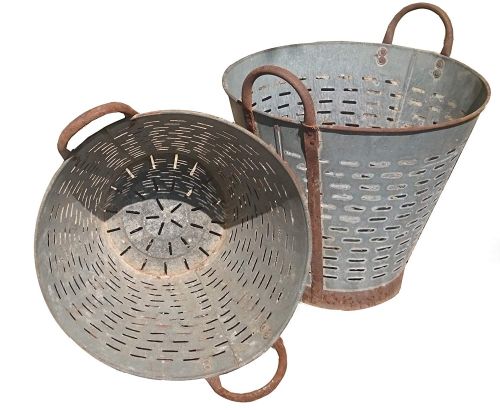 Set of 2 Authentic Found Vintage Olive Bucket / Rustic Olive basket …