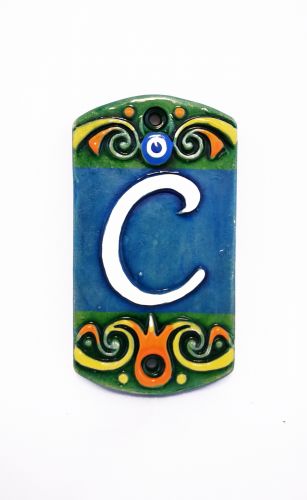 Ceramic House Address Number C, 3.34inch Tall, Hand Decorated, House Number Signs, Door Numbers, Housewarming Gifts
