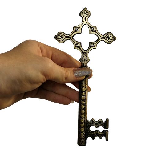 Cross Skeleton Key,Large,6.93 inch,Solid Brass,Engraved,Church Monastery Key