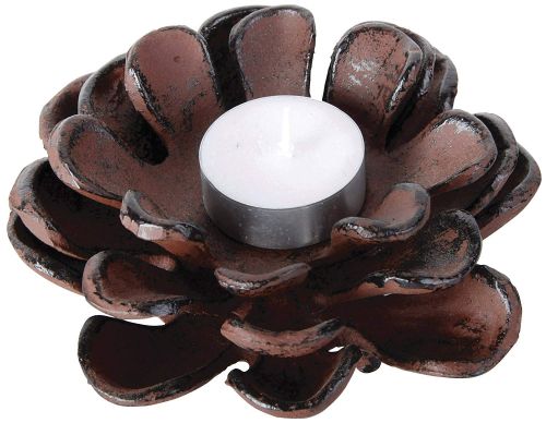 Cast Iron Pinecone Candle Holder,Antique Rust Finish, 5.5 inch x 5.5 inch x 2.5 inch