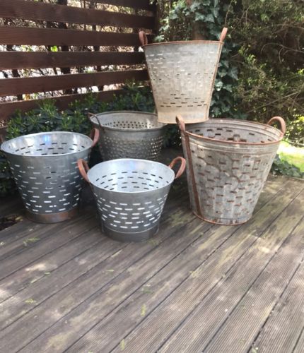 Set of 5 Authentic Found Vintage Olive Bucket / Rustic Olive basket