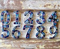 Large Ceramic House address number 1, Dark Blue, 4.7inch Tall, Hand Decorated, House number signs, Door numbers, Housewarming gifts