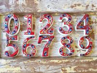 Large Ceramic House address number 0, Red, 4.7inch Tall, Hand Decorated, House number signs, Door numbers, Housewarming gifts