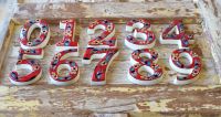 Large Ceramic House address number 0, Red, 4.7inch Tall, Hand Decorated, House number signs, Door numbers, Housewarming gifts