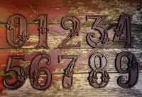 Rustic Cast Iron House Number 7, 4.72 inch, Address Number Sign,Antique Brown, Rust Finish with Fleur De Lis Embossed