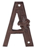 Rustic Cast Iron House Number A, 4.72 inch, Address Number Sign,Antique Brown, Rust Finish with Fleur De Lis Embossed