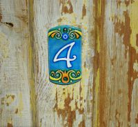Ceramic House Address Number 4, 3.34inch Tall, Hand Decorated, House Number Signs, Door Numbers, Housewarming Gifts