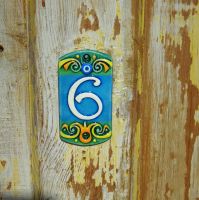Ceramic House Address Number 6, 3.34inch Tall, Hand Decorated, House Number Signs, Door Numbers, Housewarming Gifts