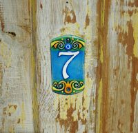 Ceramic House Address Number 7, 3.34inch Tall, Hand Decorated, House Number Signs, Door Numbers, Housewarming Gifts