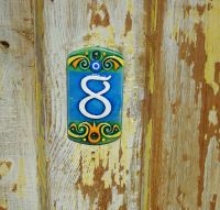 Ceramic House Address Number 8, 3.34inch Tall, Hand Decorated, House Number Signs, Door Numbers, Housewarming Gifts