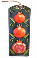 Handmade Ceramic Pomegranate Wall Art, Green, Ceramic Art, Sculptural Ceramic Tile, Wall Hanging, Home Decor, Pastel Wall Decor, Gift for Home