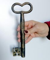 8.50" Extra Large Vintage Skeleton key Solid Brass Large Ottoman Barrel Key