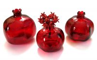 2 Pack of Pomegranate Home Decor,Ornament,Red Glass Vase,Set of 3,Perfect Gift,Christmas Gift,New Year Gift