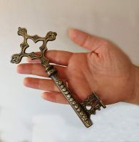 Cross Skeleton Key,Large,6.93 inch,Solid Brass,Engraved,Church Monastery Key