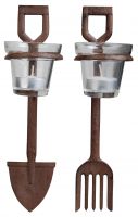 Cast iron Fork & Spade Candle Holder, Antique Style, Rust Finish,Brown