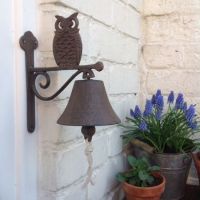Cast Iron Owl Doorbell,Decorative Rustic Doorbell,Antique Style, Rust Finish,Brown