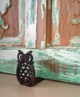 Cast Iron Owl Door Stop, Decorative Rustic Door Stopper Wedge,Antique Style, Rust Finish,Brown