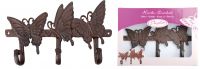 Esschert Design USA Cast Iron Butterfly Wall Rack with Three Hooks